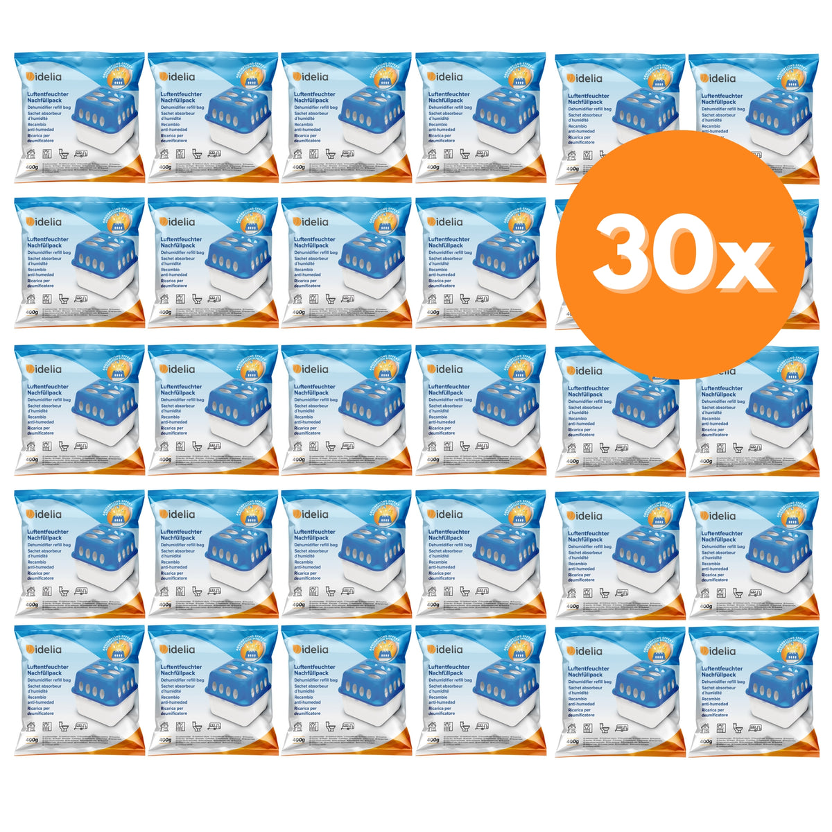 30 Nachfüllpacks für Luftentfeuchter – Extra-Spar-Bundle